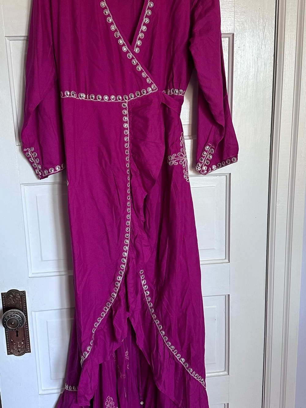 J. Peterman Fuchsia Maxi Dress with White Embroidery - Picture 4 of 5